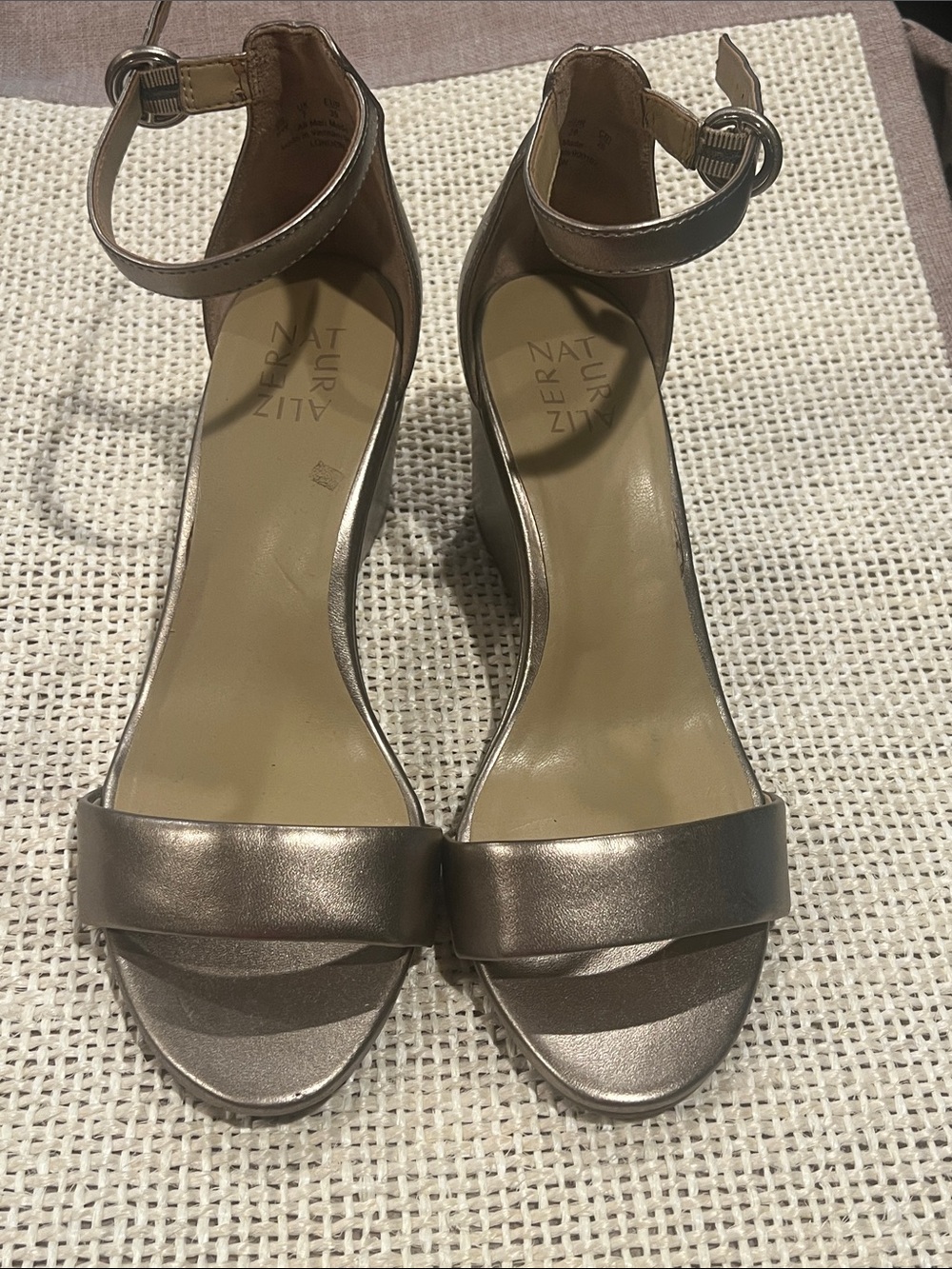 Naturalizer Metallic Ankle-Strap Wedge Sandals -  9W